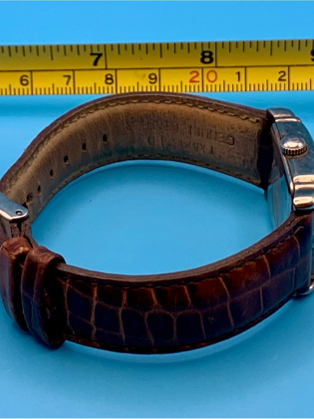 EMPORIO ARMANI AR-0204 Men’s Tank Style Quartz Wristwatch Leather Strap Working